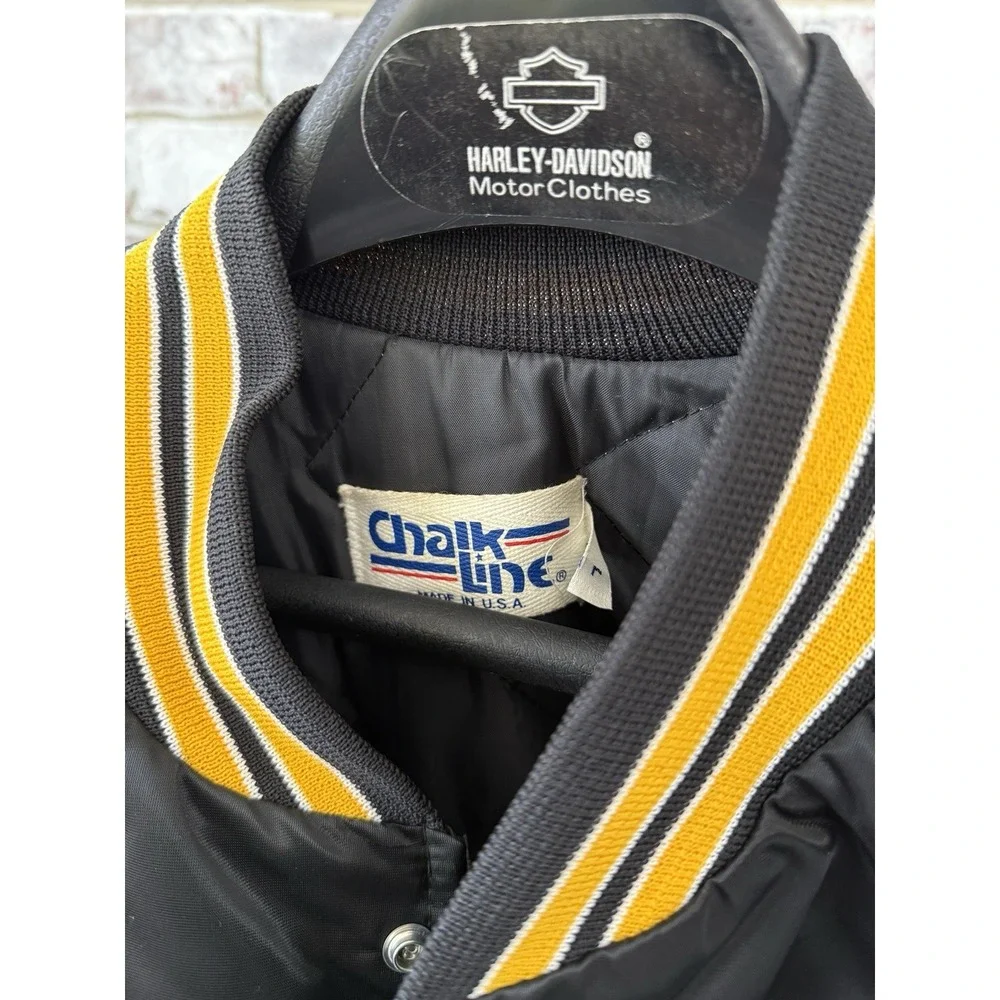 Vtg Pittsburgh Steelers Spell Out Men Large Satin Jacket Chalk Line Embroidered - Picture 14 of 16